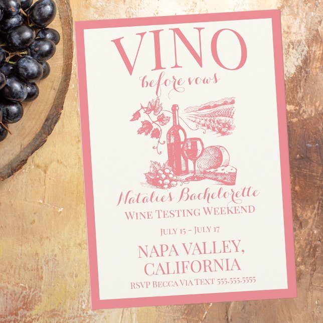Vino Before Vows Bach Custom Winery Bachelorette Invitation (Creator Uploaded)