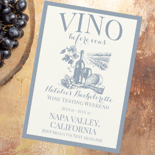 Vino Before Vows Bach Custom Winery Bachelorette Invitation