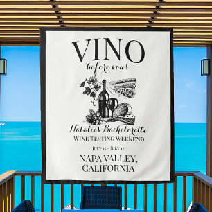 Vino Before Vows Bach Custom Winery Bachelorette Tapestry