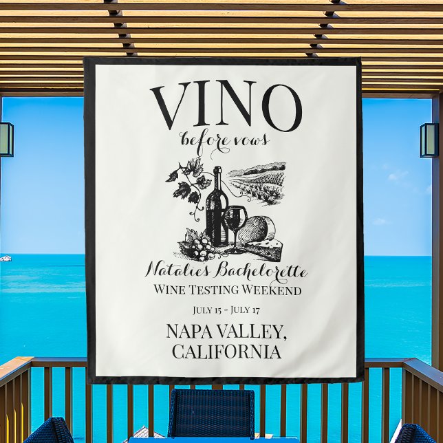 Vino Before Vows Bach Custom Winery Bachelorette Tapestry (Creator Uploaded)