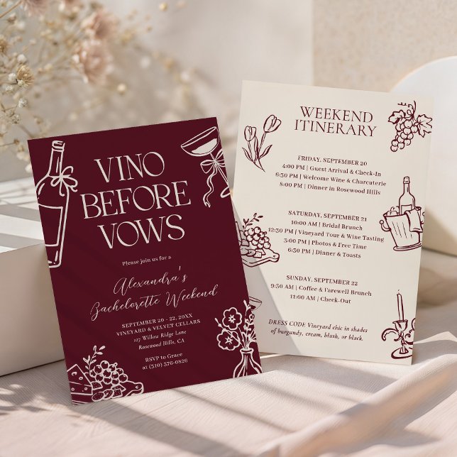 Vino Before Vows Bachelorette Weekend Itinerary Invitation (Creator Uploaded)