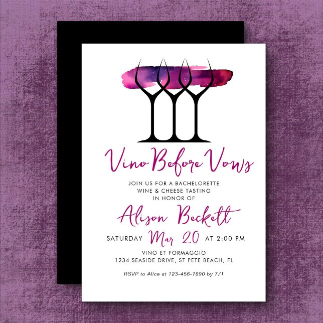 Vino Before Vows Bachelorette Wine Cheese Invitation (Creator Uploaded)