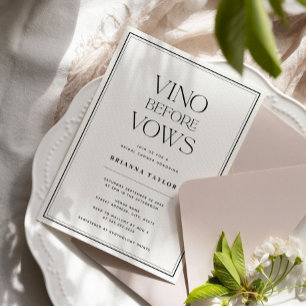 Vino Before Vows Black & White Bridal Shower Invitation