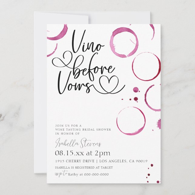 Vino Before Vows Bridal Shower Invitation (Front)