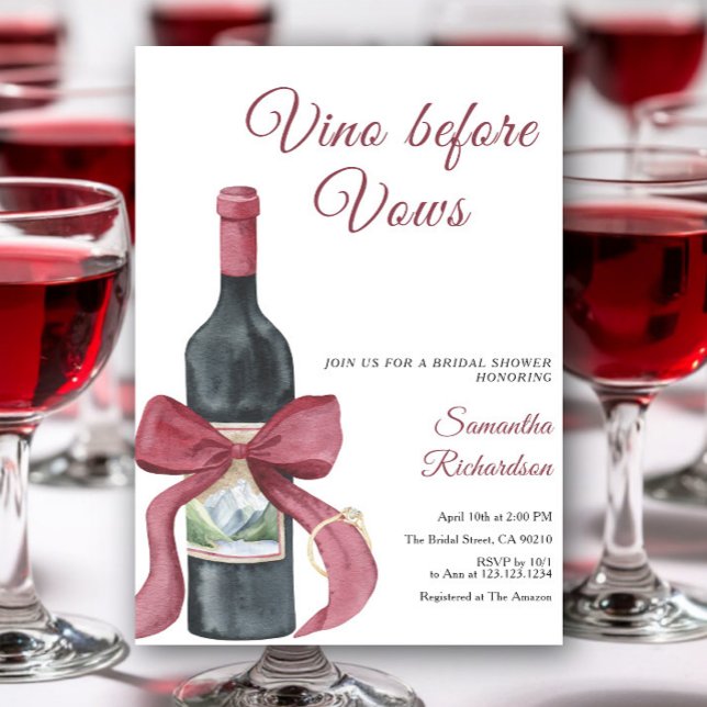 Vino before Vows Bridal Shower Invitation (Creator Uploaded)