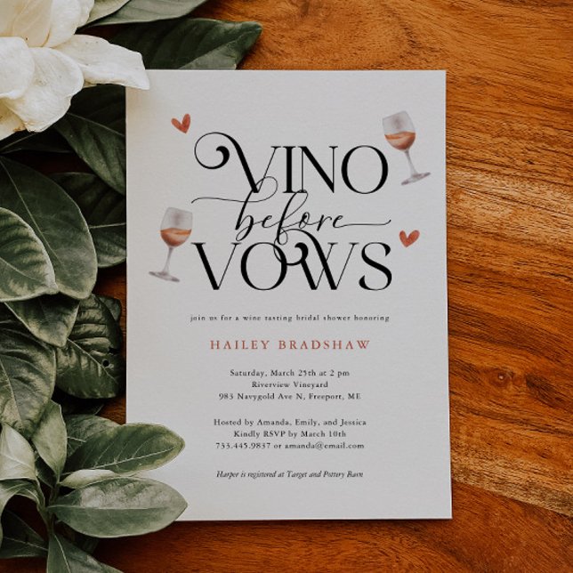 Vino Before Vows Bridal Shower Invitation (Creator Uploaded)