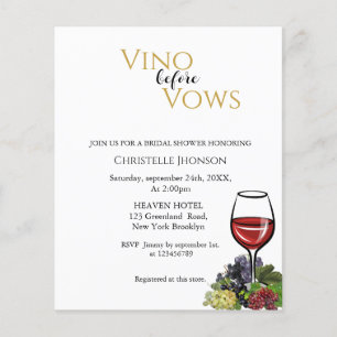Vino before vows bridal shower invitation