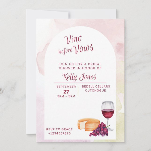 Vino before Vows Bridal Shower Invitation (Front)