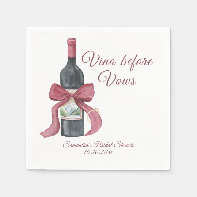 Vino before vows Bridal Shower Napkin (Front)