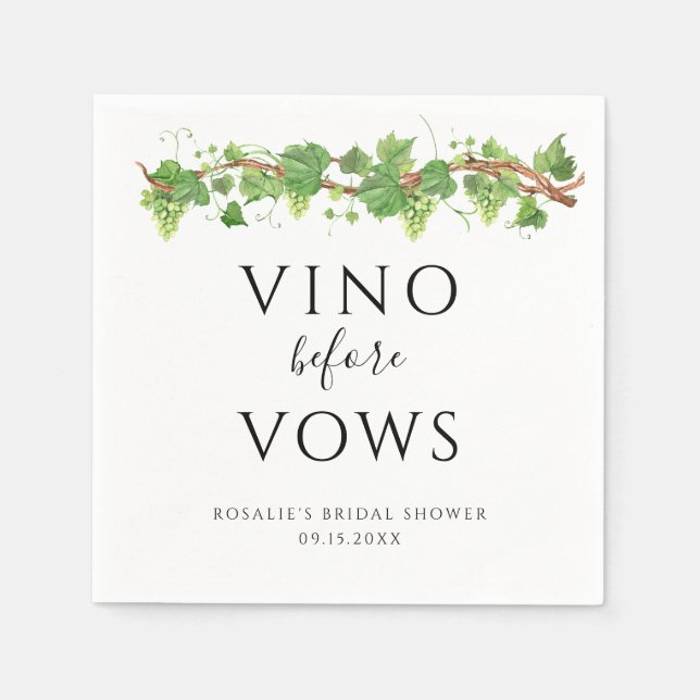 Vino Before Vows Bridal Shower Napkin (Front)