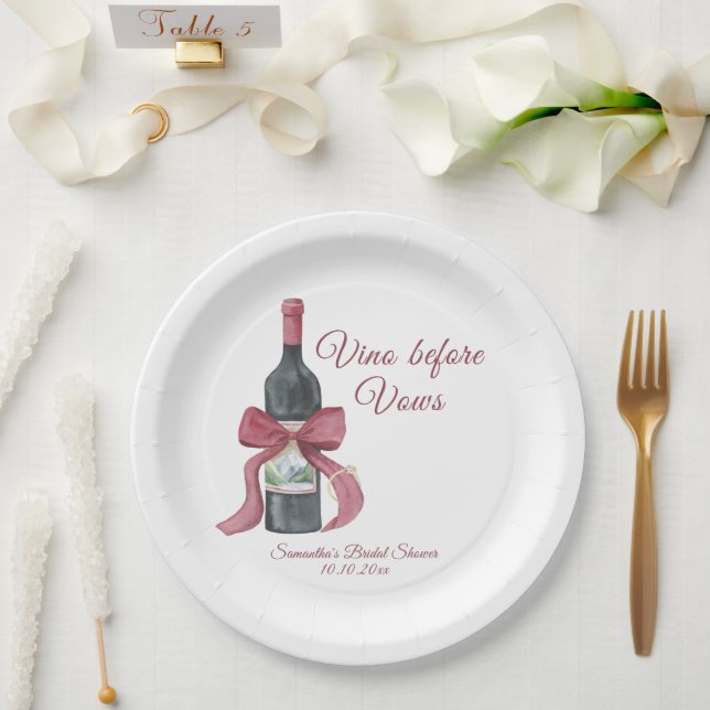 Vino before vows Bridal Shower Paper Plate (Wedding)
