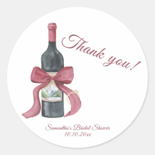 Vino before vows Bridal Shower Thank you Classic Round Sticker