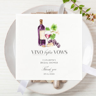Vino Before Vows Bridal Shower Wine Watercolor Napkin