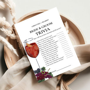 Vino before vows bride & Groom Trivia Game Card