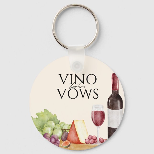 Vino before Vows Charcuterie Board Bridal Shower Key Ring (Front)