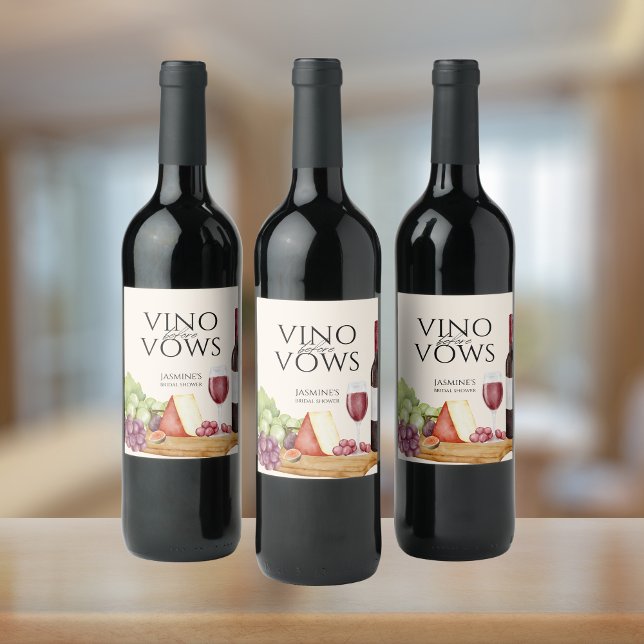 Vino before Vows Charcuterie Board Bridal Shower Wine Label (Creator Uploaded)