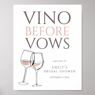 Vino Before Vows Doodle Wine Welcome Bridal Shower Poster