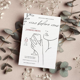 vino before vows Elegant black&white bridal shower Invitation