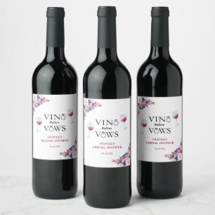 Vino before Vows Elegant Floral Bridal Shower Wine Label