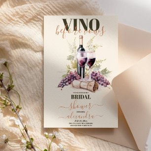 Vino Before Vows Elegant Wine Bridal Shower  Invitation