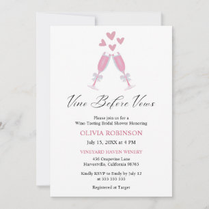 Vino Before Vows Elegant Winey Bridal Shower  Invitation