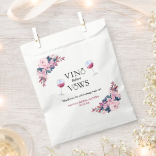 Vino Before Vows Floral Bridal Shower  Favour Bags