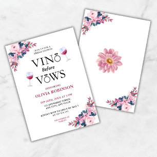 Vino Before Vows Floral Wine Theme Bridal Shower Invitation