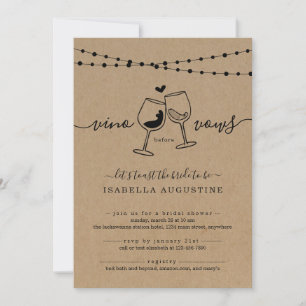 Vino Before Vows Funny Bridal Shower Invitation