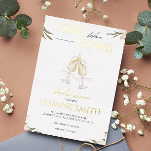 Vino before Vows Gold White Floral Bridal Shower F