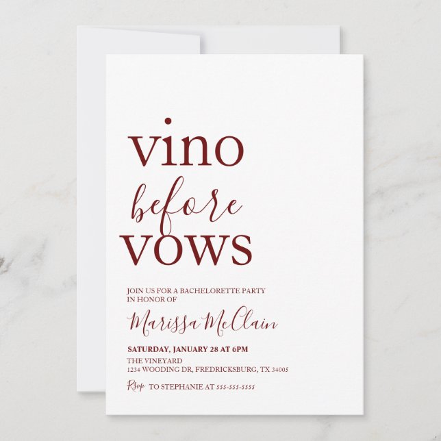 Vino Before Vows Invitation (Front)