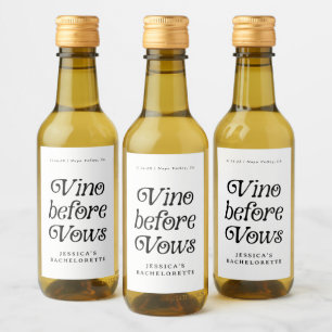 Vino Before Vows Minimal Retro Bachelorette Wine Label