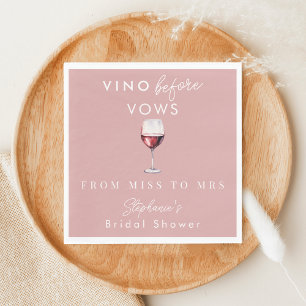 Vino Before Vows Personalised Pink Bridal Shower Napkin