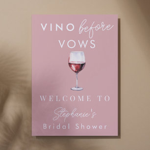 Vino Before Vows Pink Bridal Shower Welcome Poster