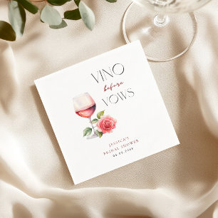 Vino Before Vows Pink Wine Theme Bridal Shower Napkin