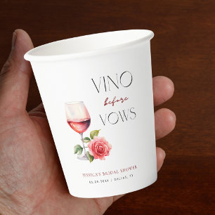 Vino Before Vows Pink Wine Theme Bridal Shower Paper Cups