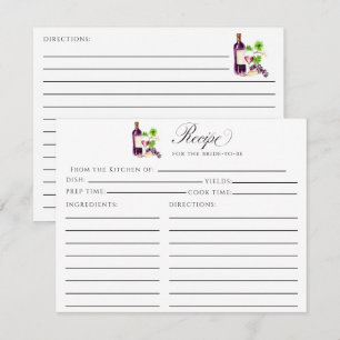 Vino Before Vows Recipe Card Bridal Shower Insert