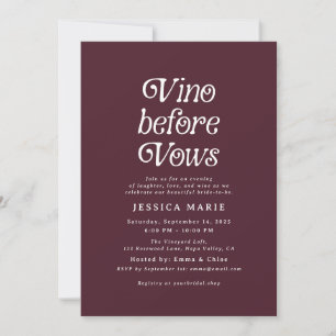 Vino Before Vows   Retro Wine Bridal Shower Invitation