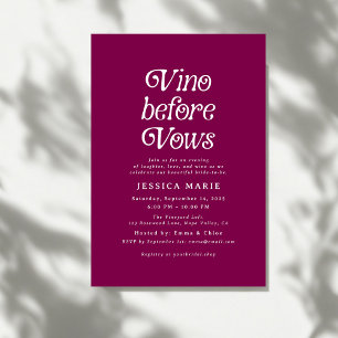 Vino Before Vows   Retro Wine Bridal Shower Invitation