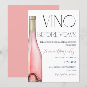 Vino Before Vows Rose Pink Wine Bridal Shower Invitation
