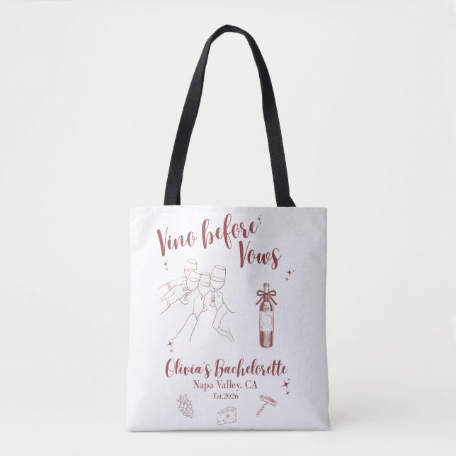 Vino Before Vows Sign  Tote Bag (Front)
