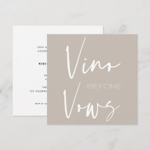 Vino before Vows Taupe Cream Wine Tasting Bridal  Invitation