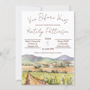 Vino Before Vows, Vineyard Bridal Shower Invitation