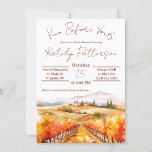 Vino Before Vows, Vineyard Bridal Shower Invitation