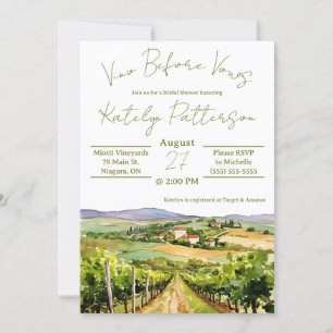 Vino Before Vows, Vineyard Bridal Shower Invitation