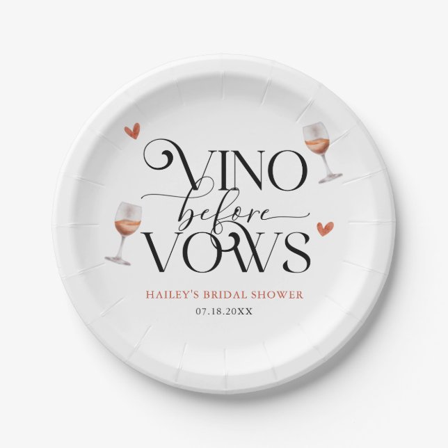 Vino Before Vows Vineyard Bridal Shower Paper Plate (Front)