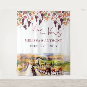 Vino before vows wedding shower personalised tapestry