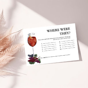 Vino before vows where were they Bridal Game Enclosure Card