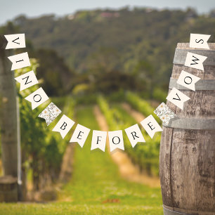 Vino before Vows White Floral Bridal Shower Bunting