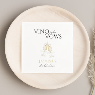 Vino before Vows White Floral Bridal Shower Napkin