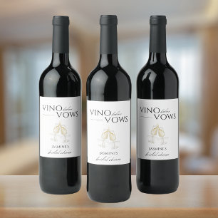 Vino before Vows White Floral Bridal Shower Wine Label